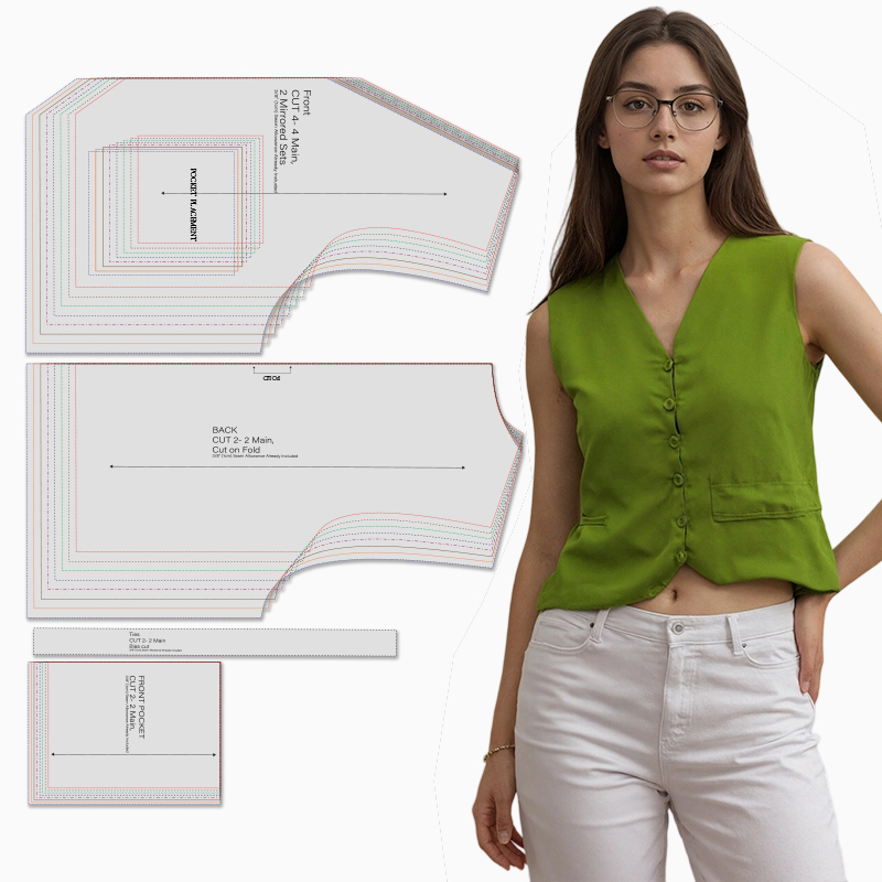 Textile Sewing Patterns - Motifs de couture pour gilet femme