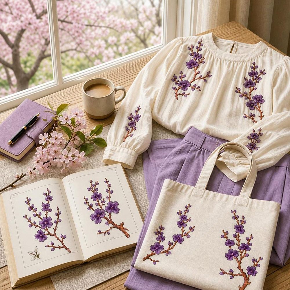 Sewing Textiles - Patchs thermocollants DIY Fleur de cerisier,