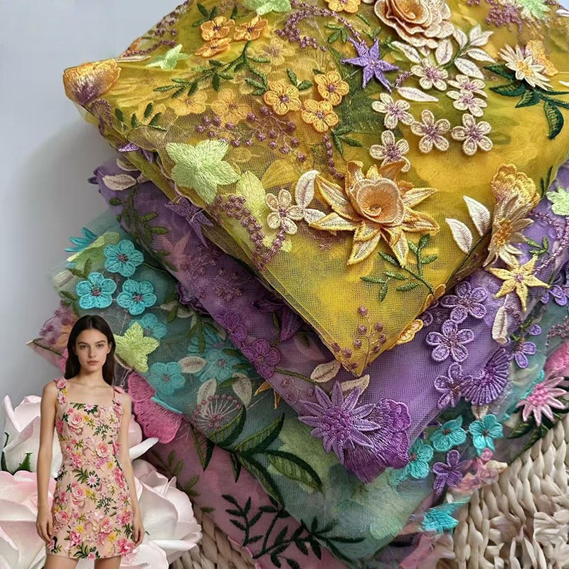 Tissu en tulle brodé floral 3D - Sewing Textiles avis et prix