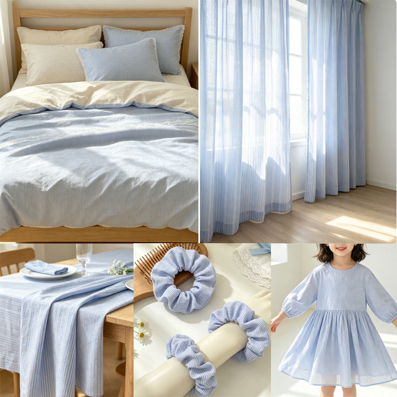 Tissu en coton pur rayé bleu s - Textile And Sewing Materials avis et prix
