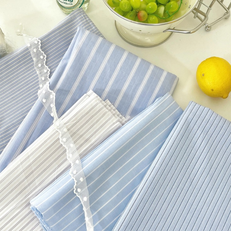 Tissu en coton pur rayé bleu s - Textile And Sewing Materials avis et prix