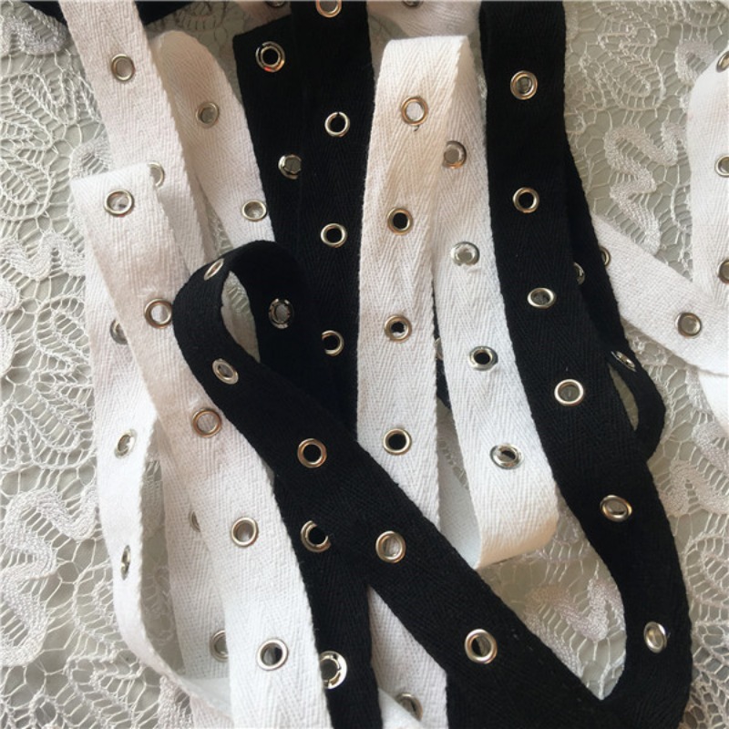 Sangle en coton noir et blanc  - Sewing Eyelet Fabric avis et prix