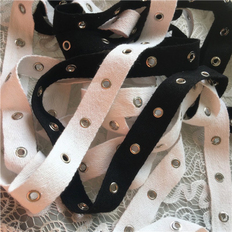 Sangle en coton noir et blanc  - Sewing Eyelet Fabric avis et prix