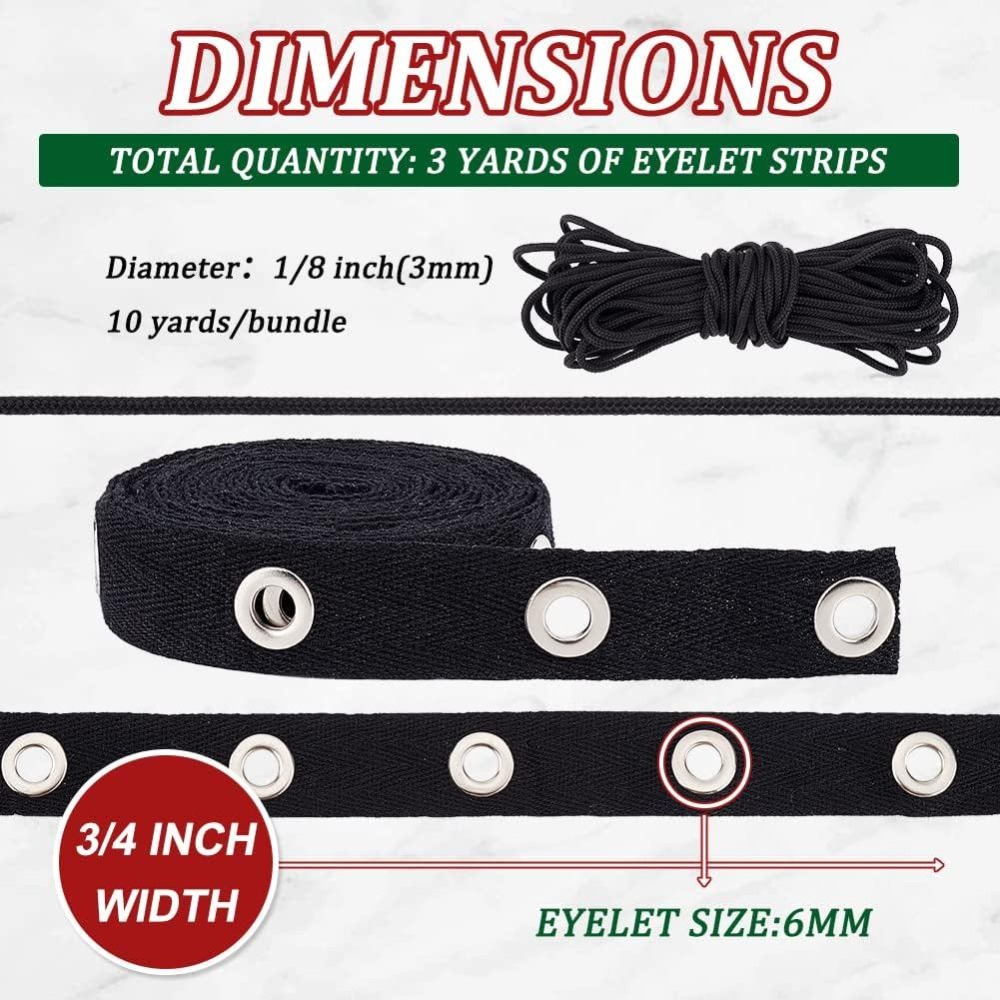Ruban à œillets noir de 3 mètr - Sewing Eyelet Fabric avis et prix
